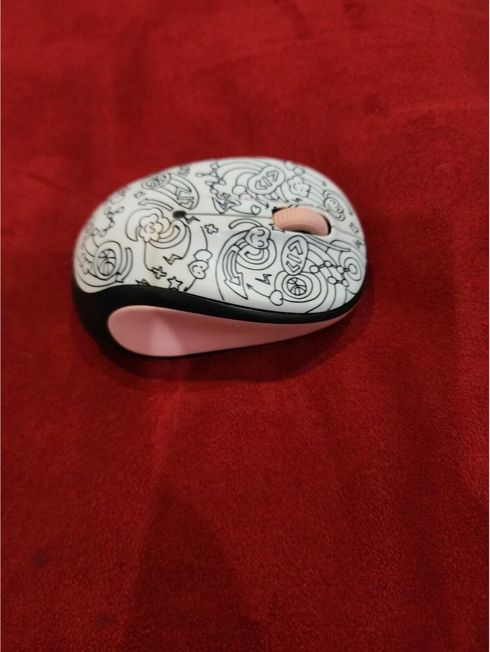 Logitech M325 M325c Wireless Optical Mouse + Dongle PINK DOODLE BRAINSTORM PEACH